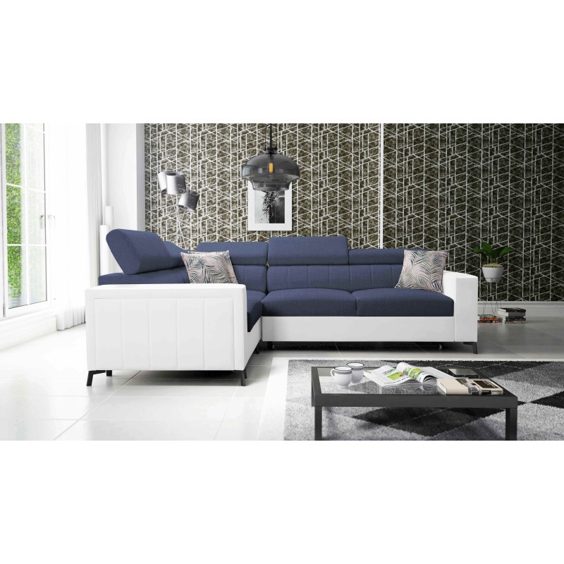 Arco II Corner Sofa with Sleeping Function - Woven Fabric, Sawana 80 + Eco Leather - A Perfect Combination of Style and Comfort