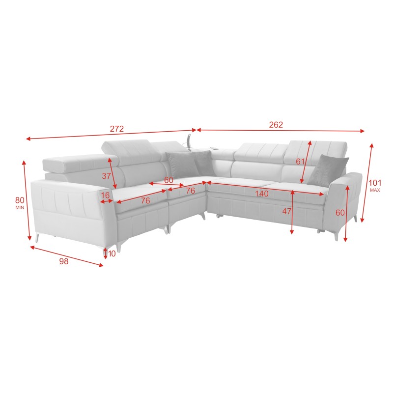 Luxury Corner Sofa Modena IV with Sleeping Function – Velvet, Amor Velvet 4303