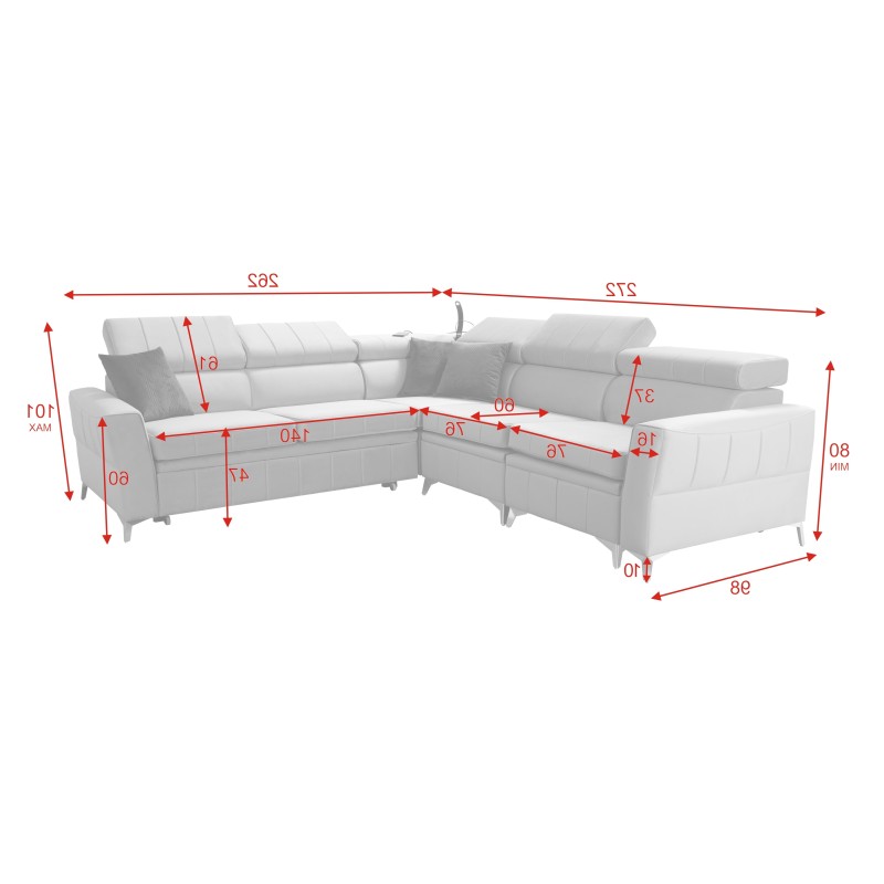Luxury Corner Sofa Modena IV with Sleeping Function – Velvet, Amor Velvet 4309