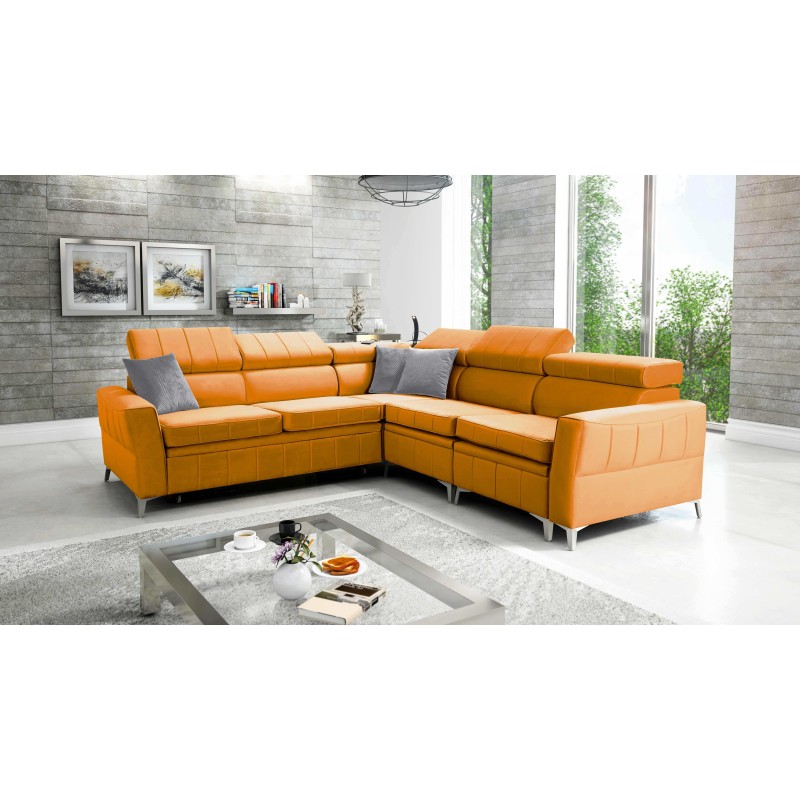 Luxus-Ecksofa Modena IV mit Schlaffunktion – Samt, Amor Samt 4309