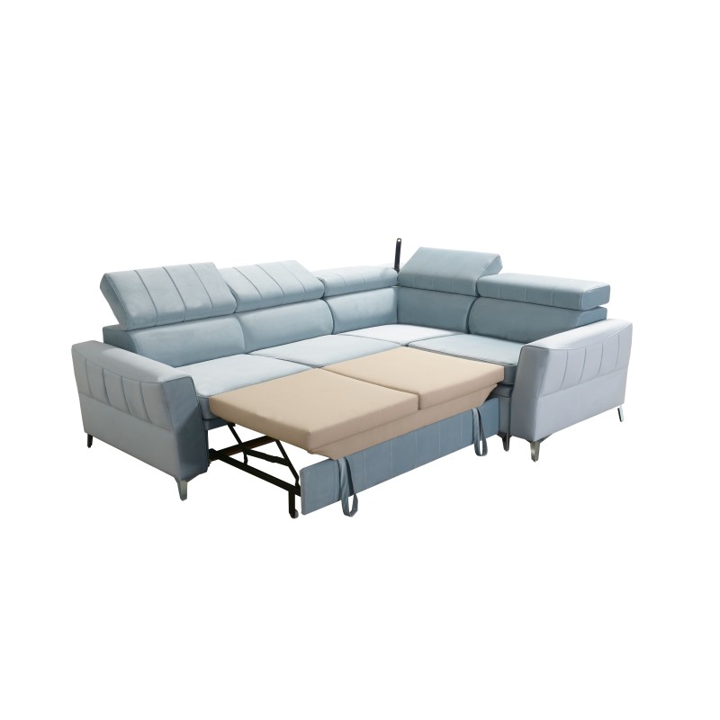 Modena II Corner Sofa with Sleeping Function in Velvet Fabric, Amor Velvet 4301 | The Perfect Combination of Style and Functiona