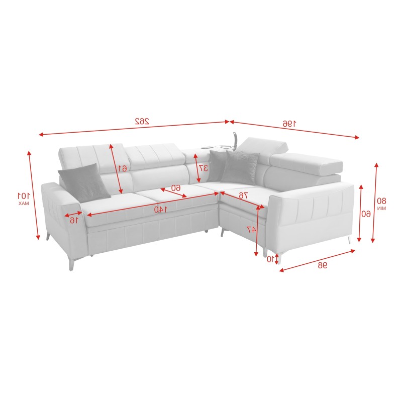 Ecksofa Modena II mit Schlaffunktion im Stoff Velvet, Amor Velvet 4301 | Perfekte Kombination aus Stil und Funktionalität