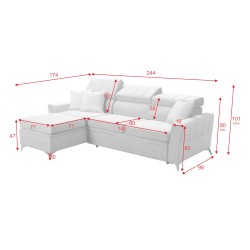 Modena I Corner Sofa with Sleeping Function - Velvet, Amor Velvet 4318 | Your Comfort Zone