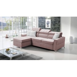 Modena I Corner Sofa with Sleeping Function - Velvet, Amor Velvet 4308 | Your Place of Comfort