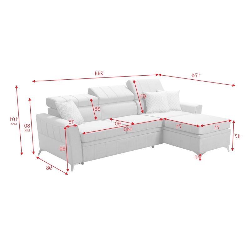 Modena I Corner Sofa with Sleeping Function - Velvet, Amor Velvet 4318 | Your Comfort Zone