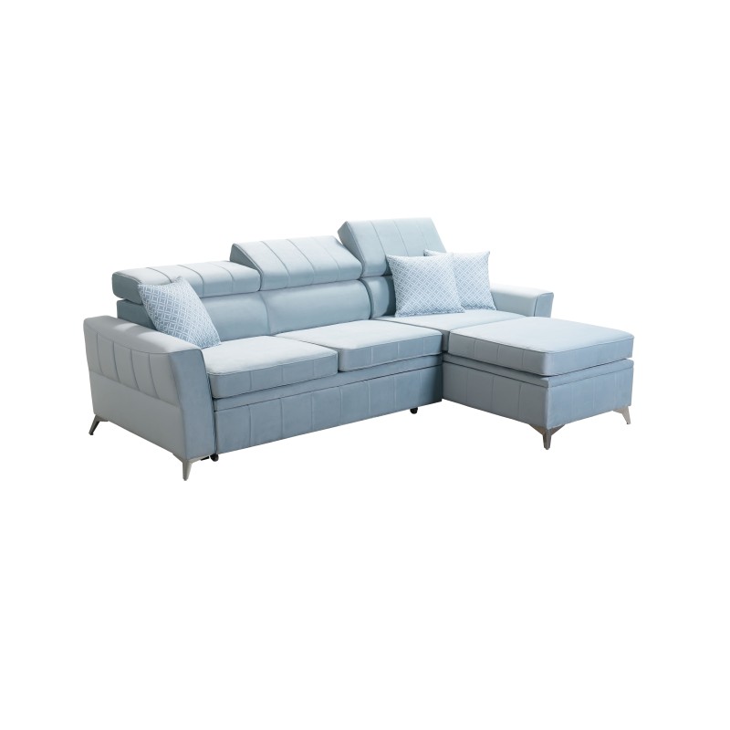 Modena I Corner Sofa with Sleeping Function - Velvet, Amor Velvet 4321 | Your Place of Comfort