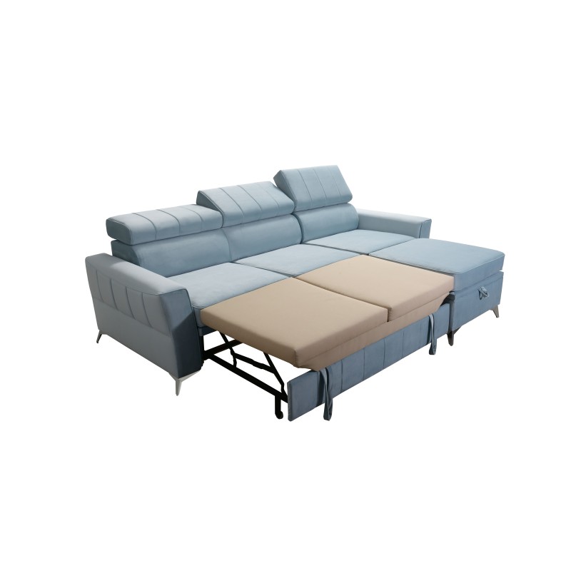 Modena I Corner Sofa with Sleeping Function - Velvet, Amor Velvet 4303 | Your Place of Comfort