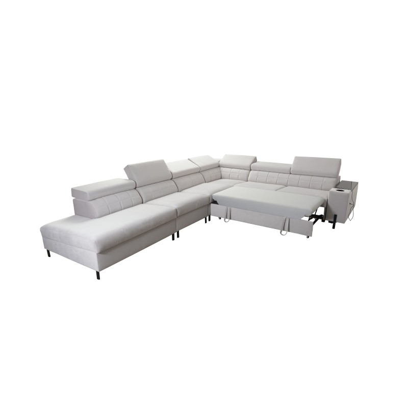 Zetta IX Corner Sofa with Sleeping Function and Bar - Velvet, Jaguar 2162 | Luxurious and Functional Furniture