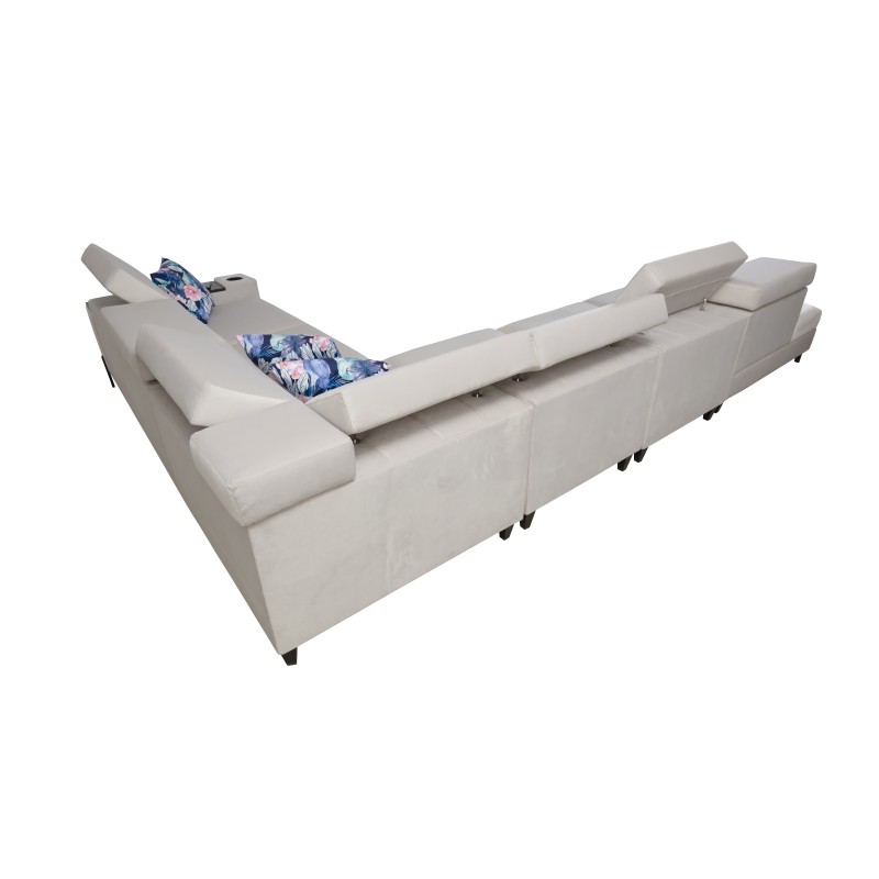 Zetta IX Corner Sofa with Sleeping Function and Bar - Velvet, Jaguar 2162 | Luxurious and Functional Furniture