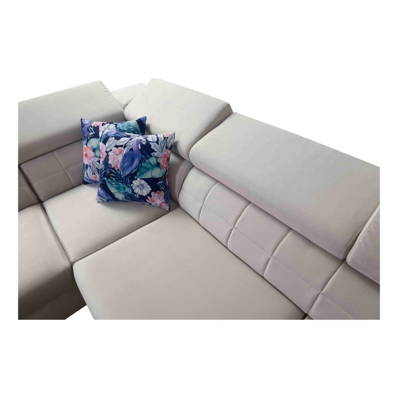 Zetta IX Corner Sofa with Sleeping Function and Bar - Velvet, Jaguar 2162 | Luxurious and Functional Furniture