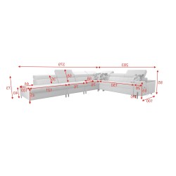 Sofá esquinero Zetta IX con función de cama y bar - Velvet, Jaguar 2162 | Mueble lujoso y funcional
