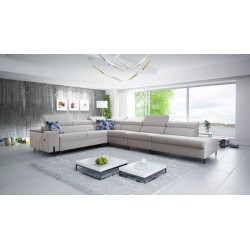 Zetta IX Corner Sofa with Sleeping Function and Bar - Velvet, Jaguar 2162 | Luxurious and Functional Furniture