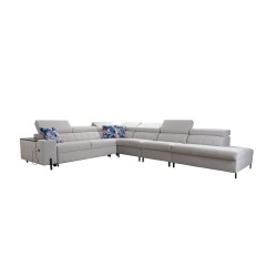 Sofá esquinero Zetta IX con función de cama y bar - Velvet, Jaguar 2162 | Mueble lujoso y funcional