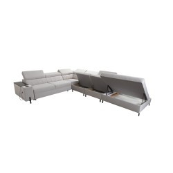 Zetta IX Corner Sofa with Sleeping Function and Bar - Velvet, Jaguar 2162 | Luxurious and Functional Furniture
