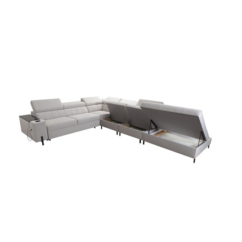 Ecksofa Zetta IX mit Schlaffunktion und Bar - Velvet, Jaguar 2162 | Luxuriöses und funktionales Möbelstück