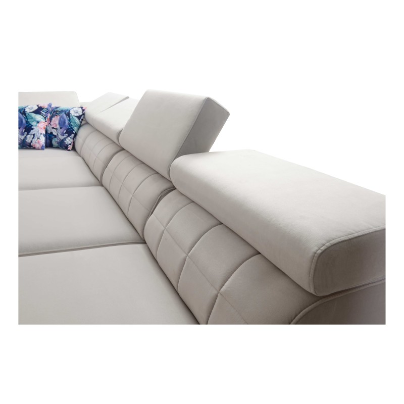 Sofá esquinero Zetta IX con función de cama y bar - Velvet, Jaguar 2162 | Mueble lujoso y funcional