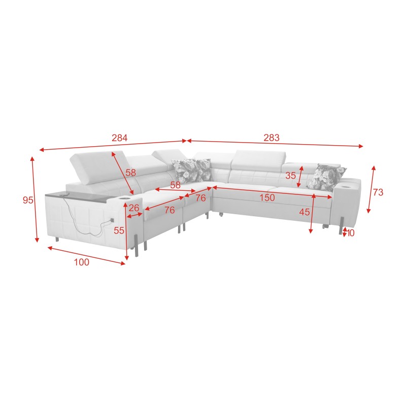 Zetta IV Corner Sofa with Velvet, Jaguar 2183 - Luxury and Comfort Within Your Reach