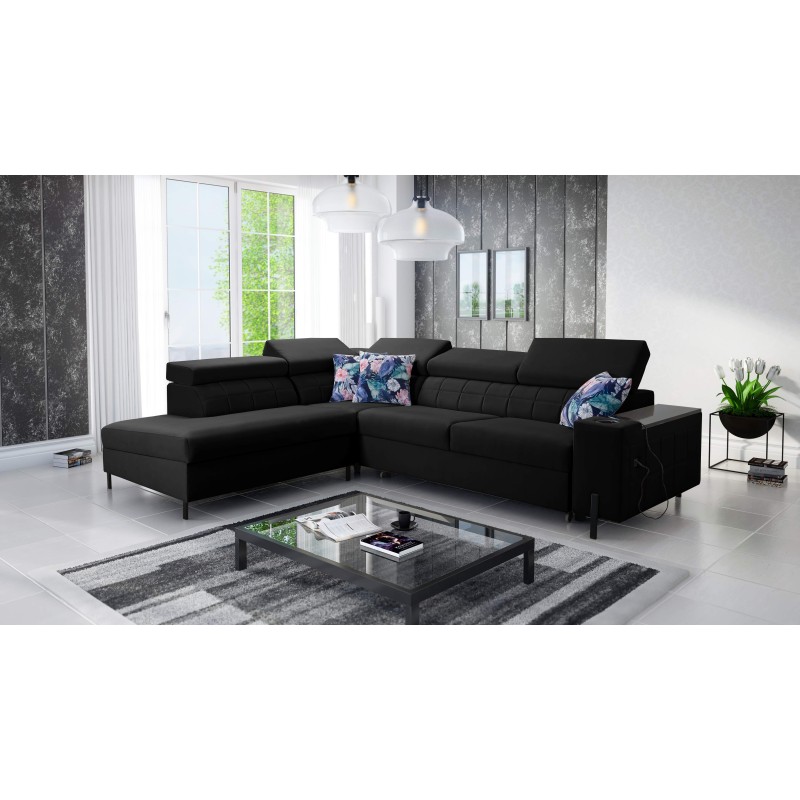 Zetta III corner sofa with sleeping function and USB port - Velvet, Jaguar 2183