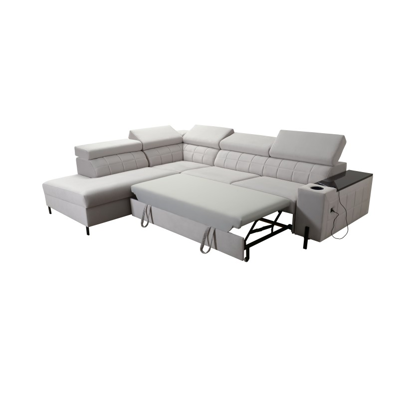 Ecksofa Zetta III mit Schlaffunktion und USB-Anschluss - Samt, Jaguar 2180
