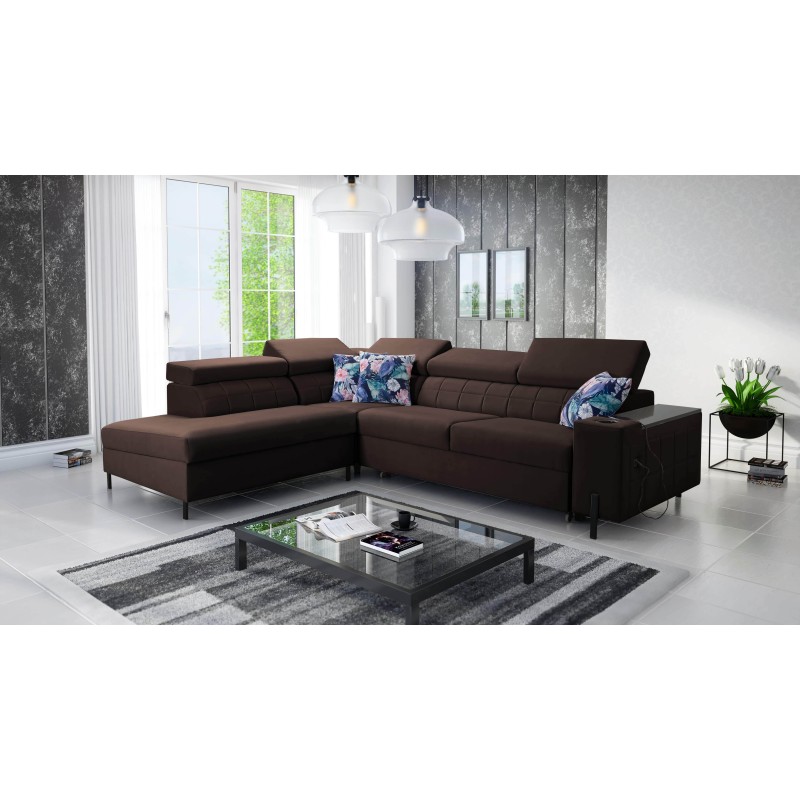 Esquina Zetta III con función de cama y puerto USB - Terciopelo, Jaguar 2180