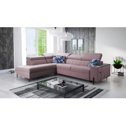Zetta III corner sofa with sleeping function and USB port - Velvet, Jaguar 2171