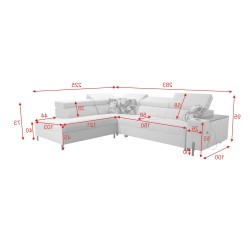 Zetta III corner sofa with sleeping function and USB port - Velvet, Jaguar 2171