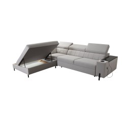 Zetta III corner sofa with sleeping function and USB port - Velvet, Jaguar 2167