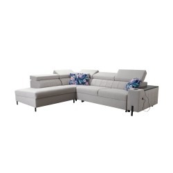 Zetta III corner sofa with sleeping function and USB port - Velvet, Jaguar 2167