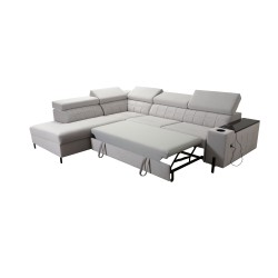 Zetta III corner sofa with sleeping function and USB port - Velvet, Jaguar 2167
