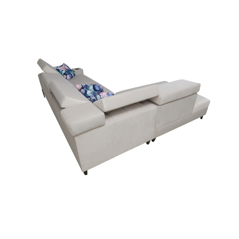 Zetta III Ecksofa mit Schlaffunktion und USB-Anschluss - Samt, Jaguar 2167