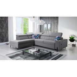 Zetta III Ecksofa mit Schlaffunktion und USB-Anschluss - Samt, Jaguar 2167