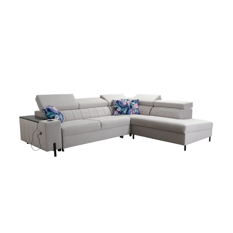 Ecksofa Zetta III mit Schlaffunktion und USB-Anschluss - Samt, Jaguar 2183