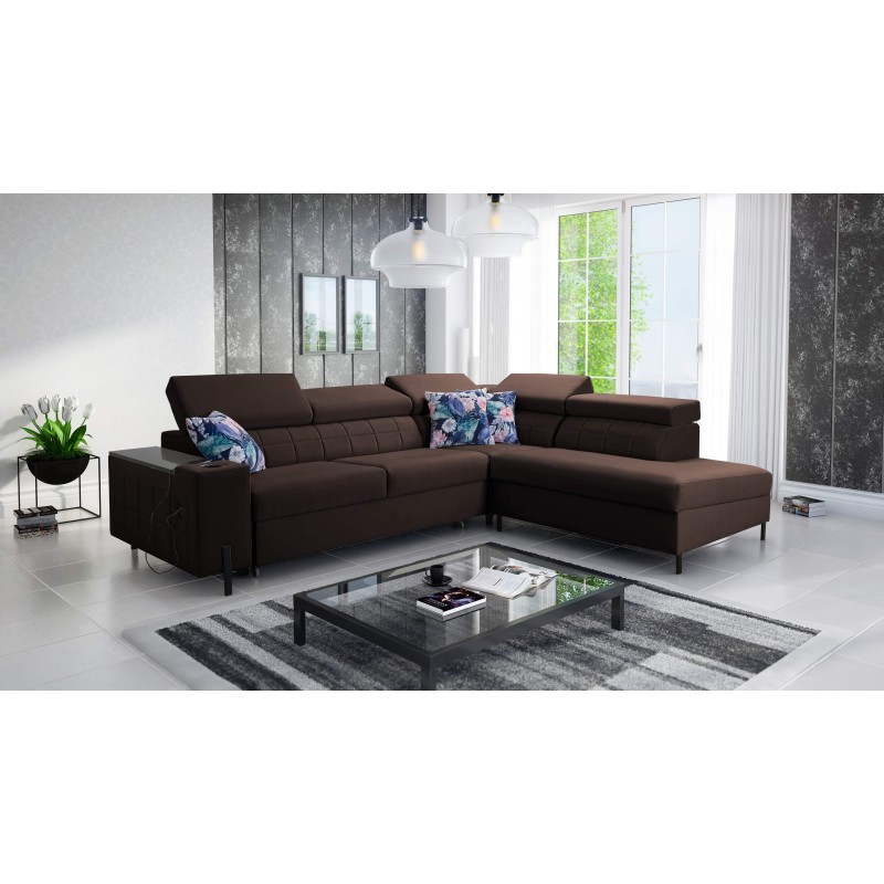 Esquina Zetta III con función de cama y puerto USB - Terciopelo, Jaguar 2180