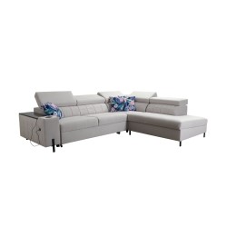 Zetta III corner sofa with sleeping function and USB port - Velvet, Jaguar 2176