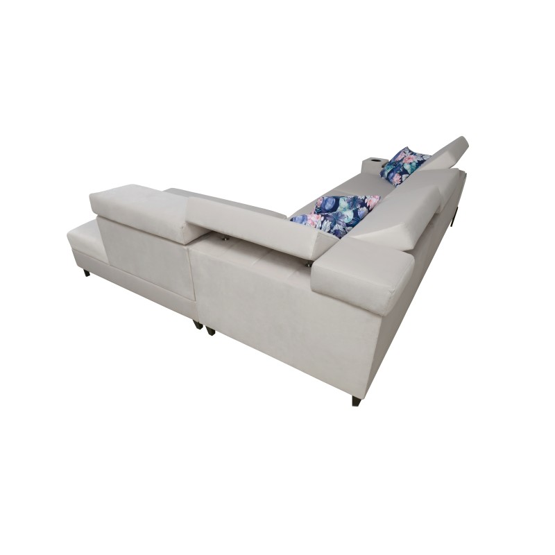 Ecksofa Zetta III mit Schlaffunktion und USB-Anschluss - Samt, Jaguar 2176