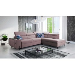 Ecksofa Zetta III mit Schlaffunktion und USB-Anschluss - Velvet, Jaguar 2171