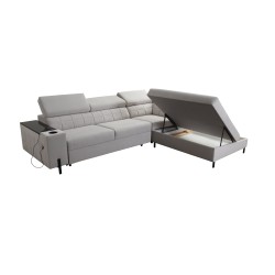 Zetta III corner sofa with sleeping function and USB port - Velvet, Jaguar 2171