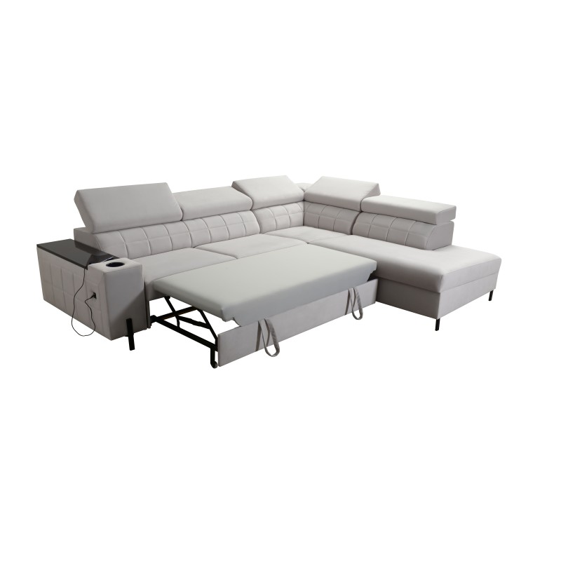 Zetta III corner sofa with sleeping function and USB port - Velvet, Jaguar 2171