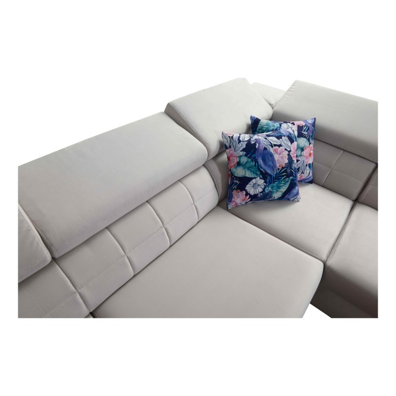 Zetta III corner sofa with sleeping function and USB port - Velvet, Jaguar 2167