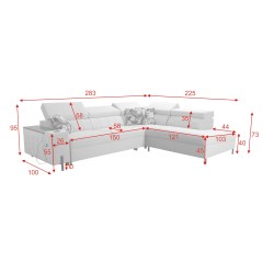 Zetta III corner sofa with sleeping function and USB port - Velvet, Jaguar 2167