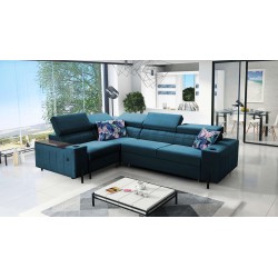 Sofá esquinero Zetta II con función de cama, bar, contenedor para ropa de cama y puerto USB - Velvet, Jaguar 2175