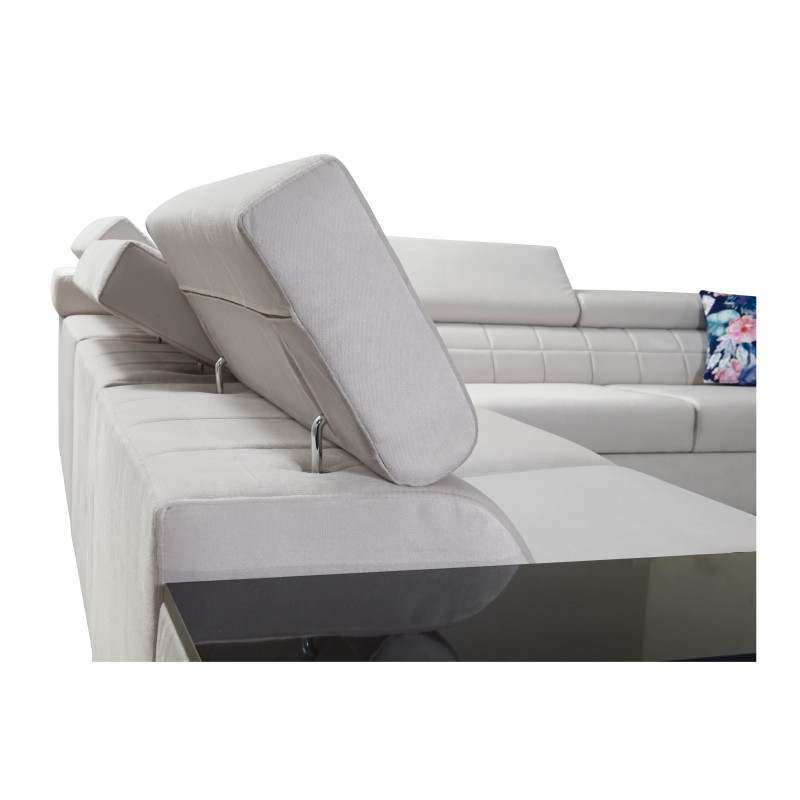Zetta II corner sofa with sleeping function, bar, bedding storage, and USB port - Velvet, Jaguar 2175