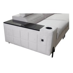 Sofá esquinero Zetta II con función de cama, bar, contenedor para ropa de cama y puerto USB - Velvet, Jaguar 2171
