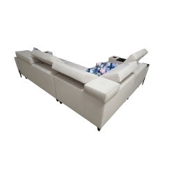Zetta II corner sofa with a sleeping function, bar, storage for bedding, and USB port - Velvet, Jaguar 2167