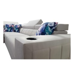 Zetta II corner sofa with a sleeping function, bar, storage for bedding, and USB port - Velvet, Jaguar 2167