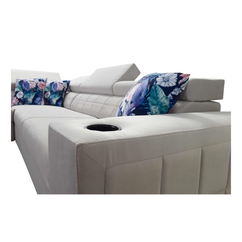 Esquina Zetta II con función de cama, bar, contenedor para ropa de cama y puerto USB - Velvet, Jaguar 2167