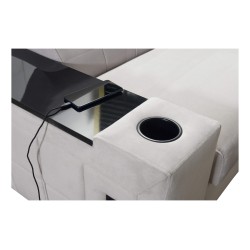 Esquina Zetta II con función de cama, bar, contenedor para ropa de cama y puerto USB - Velvet, Jaguar 2167