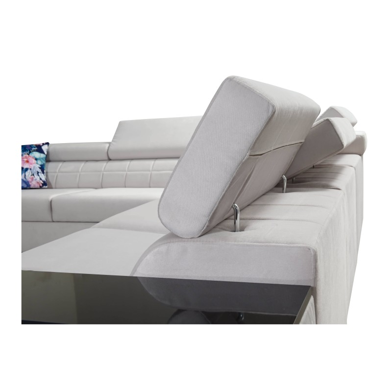 Zetta II corner sofa with a sleeping function, bar, storage for bedding, and USB port - Velvet, Jaguar 2183