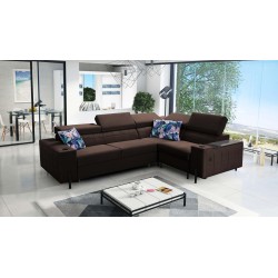Zetta II corner sofa with a sleeping function, bar, storage for bedding, and USB port - Velvet, Jaguar 2180