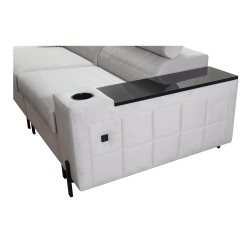 Zetta II Corner Sofa with sleeping function, bar, storage for bedding, and USB port - Velvet, Jaguar 2171